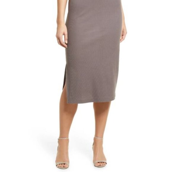 Halogen Rib Turtleneck Sleeveless Midi Dress Gray Sz S - Picture 4 of 11